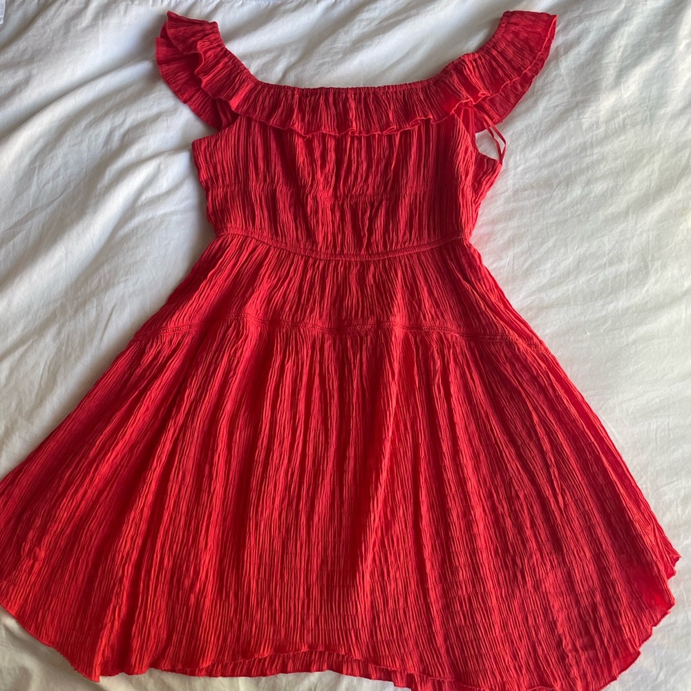 Urban Outfitters Red Off-the-Shoulder Sundress